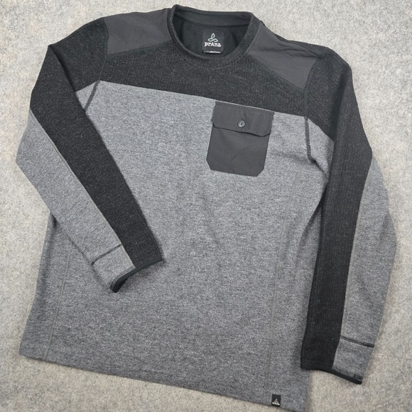 Prana Other - Prana Lonan Commando Sweater Mens XL Gray Wool Blend Long Sleeve Pocket Outdoors